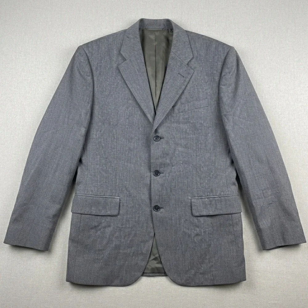 Banana Republic wool 40r Blazer Sport Coat Gray 3 button flap pocket office